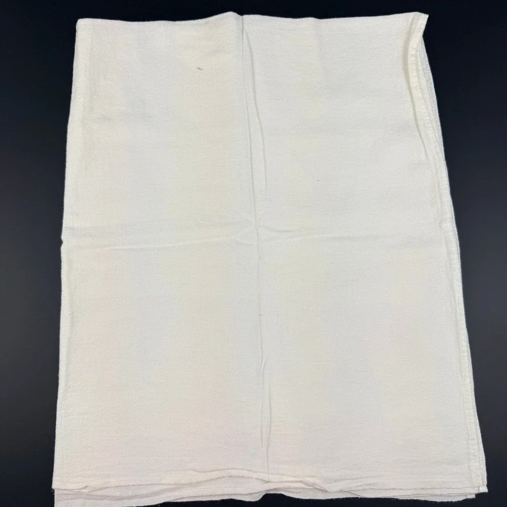 Vtg Hand Embroidered LARGE Butterfly Tea Towels Set of 3‎ White Cotton Floral